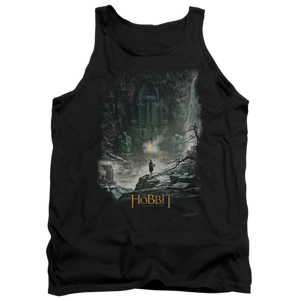 AN OFFCIALLY LICENSED HOBBIT AT SMAUGS DOOR ADULT UNISEX TANK TOP BLACK