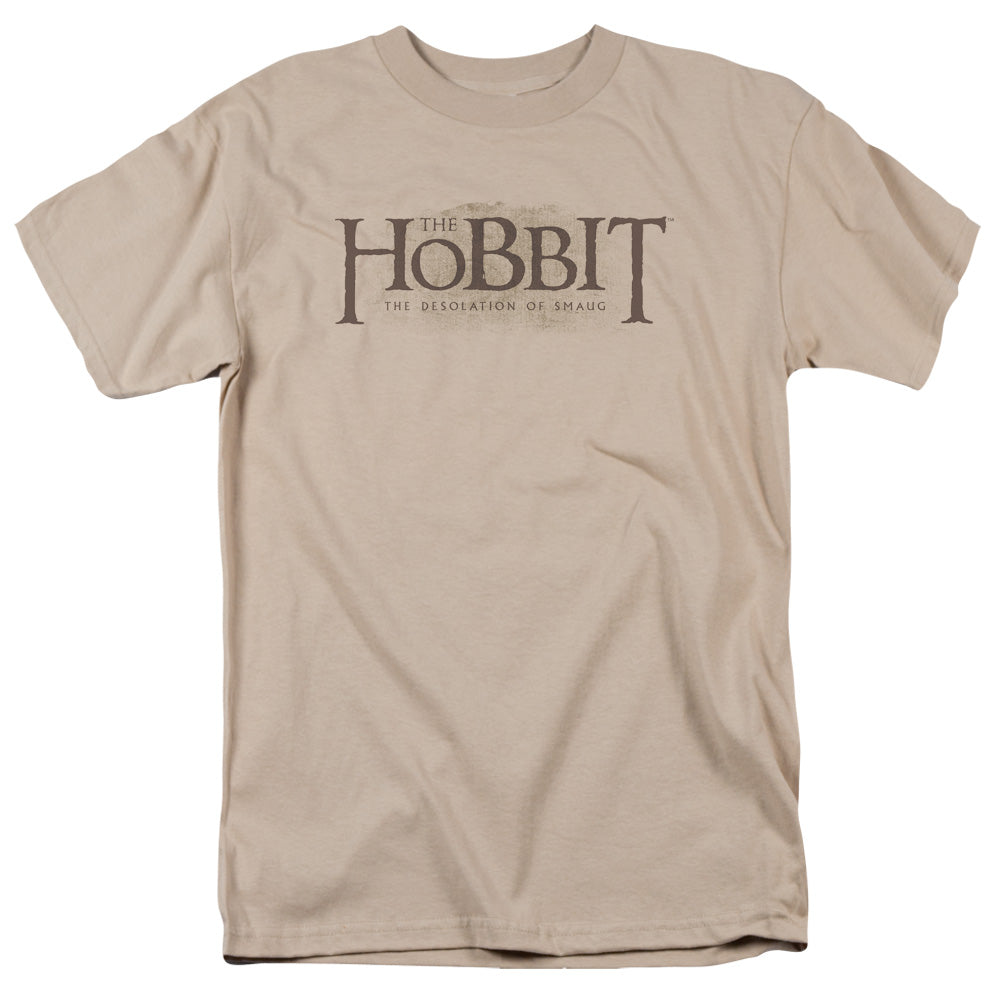 AN OFFCIALLY LICENSED HOBBIT TEXTURED LOGO MEN'S REGULAR FIT T-SHIRT SAND