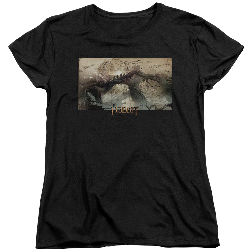 AN OFFCIALLY LICENSED HOBBIT EPIC JOURNEY WOMEN'S REGULAR FIT T-SHIRT BLACK