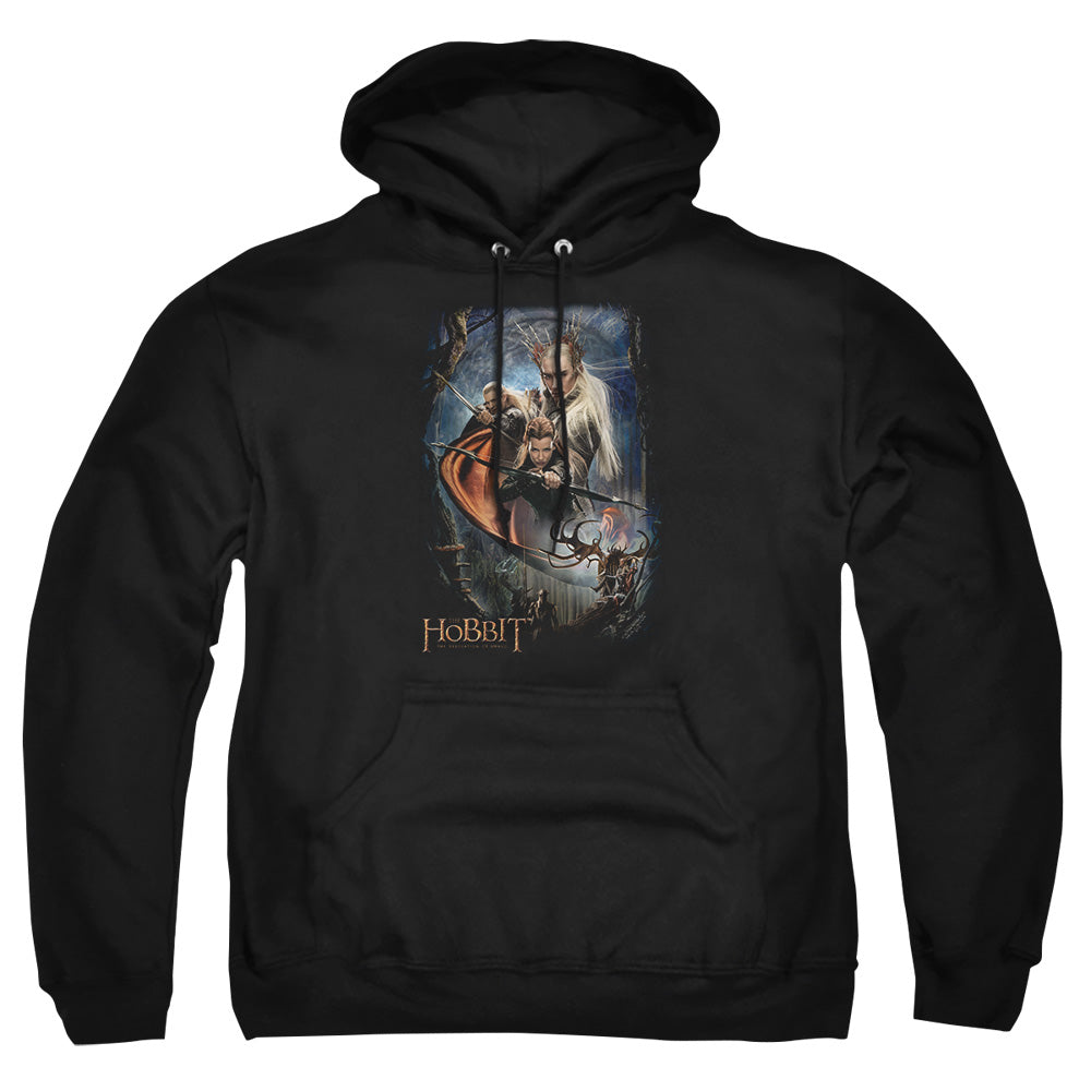 AN OFFCIALLY LICENSED HOBBIT THRANDUILS REALM ADULT UNISEX PULLOVER HOODIE BLACK