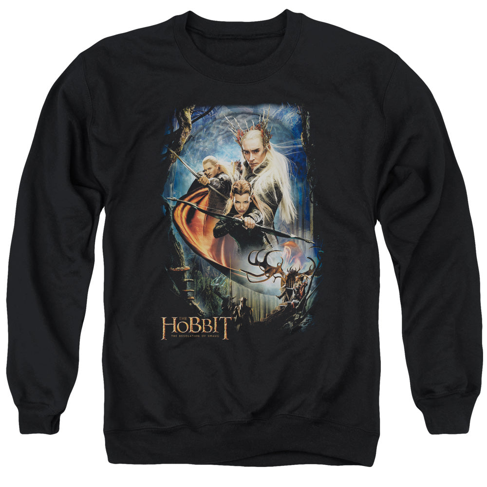 AN OFFCIALLY LICENSED HOBBIT THRANDUILS REALM ADULT UNISEX CREWNECK SWEATSHIRT BLACK
