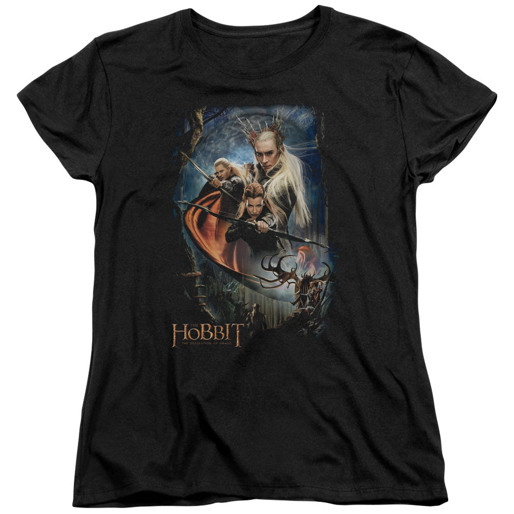 AN OFFCIALLY LICENSED HOBBIT THRANDUILS REALM WOMEN'S REGULAR FIT T-SHIRT BLACK