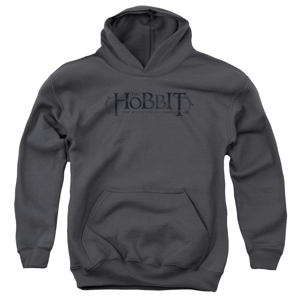 AN OFFCIALLY LICENSED HOBBIT ORNATE LOGO YOUTH HOODIE CHARCOAL