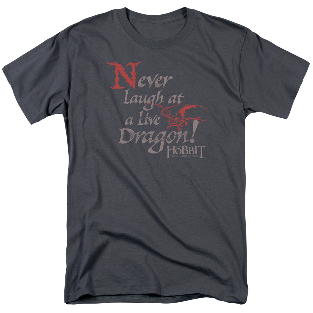 AN OFFCIALLY LICENSED HOBBIT NEVER LAUGH MEN'S REGULAR FIT T-SHIRT CHARCOAL