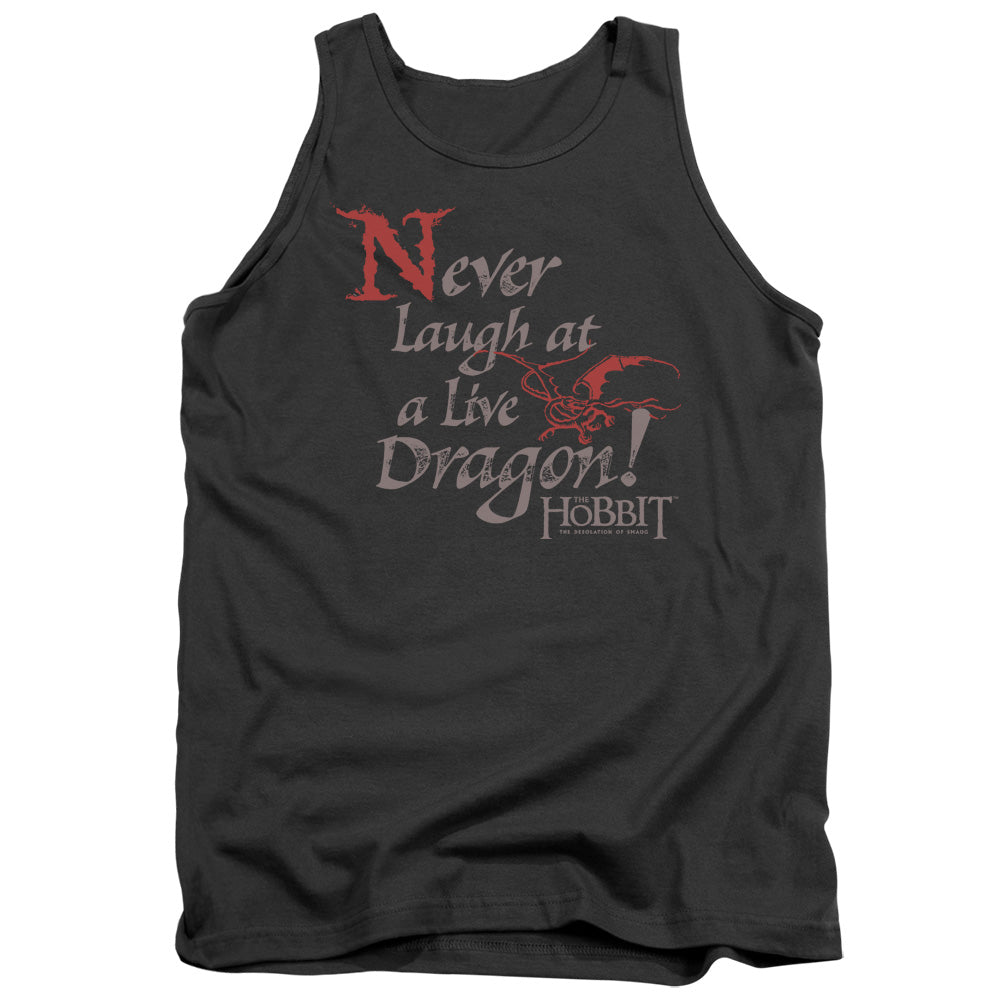 AN OFFCIALLY LICENSED HOBBIT NEVER LAUGH ADULT UNISEX TANK TOP CHARCOAL