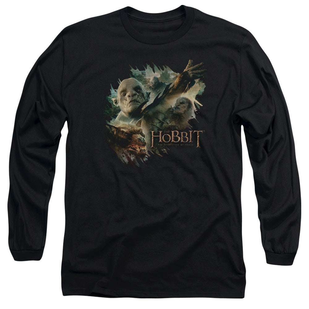 AN OFFCIALLY LICENSED HOBBIT BADDIES MEN'S LONG SLEEVE T-SHIRT BLACK