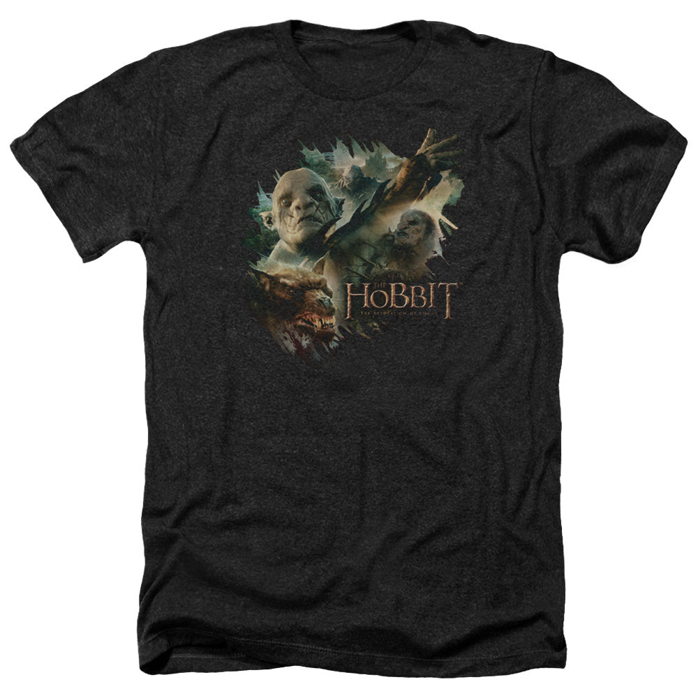 AN OFFCIALLY LICENSED HOBBIT BADDIES MEN'S HEATHER T-SHIRT CHARCOAL