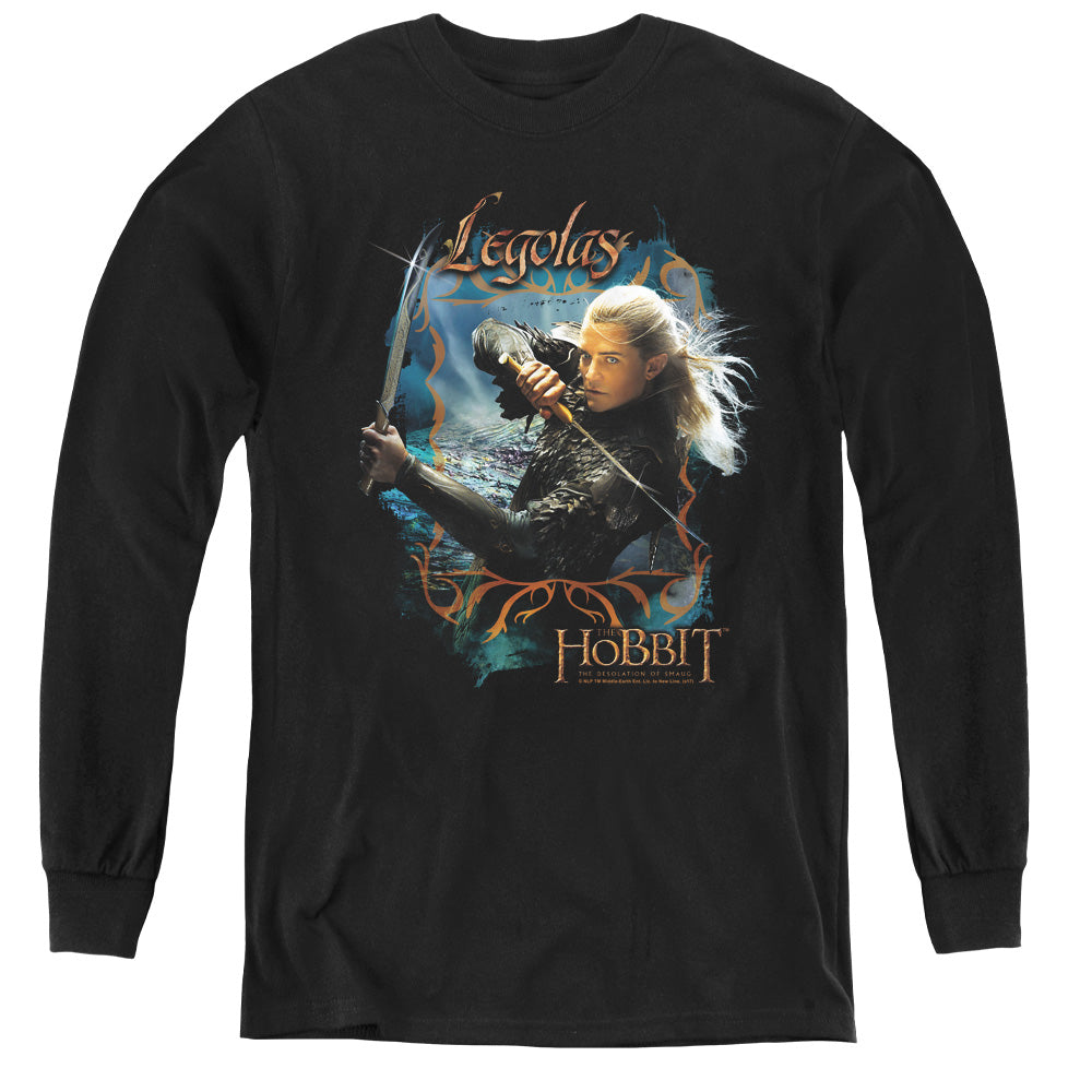 AN OFFCIALLY LICENSED HOBBIT KNIVES YOUTH LONG SLEEVE T-SHIRT BLACK