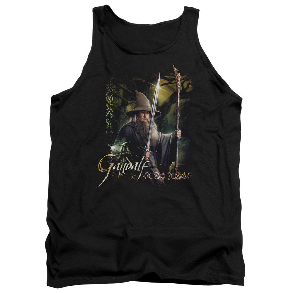 AN OFFCIALLY LICENSED HOBBIT SWORD AND STAFF ADULT UNISEX TANK TOP BLACK