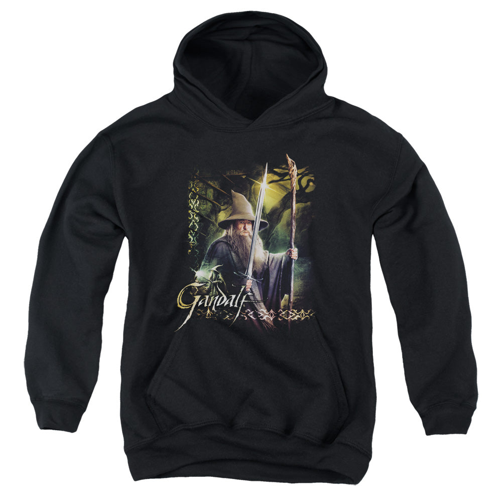 AN OFFCIALLY LICENSED HOBBIT SWORD AND STAFF YOUTH HOODIE BLACK