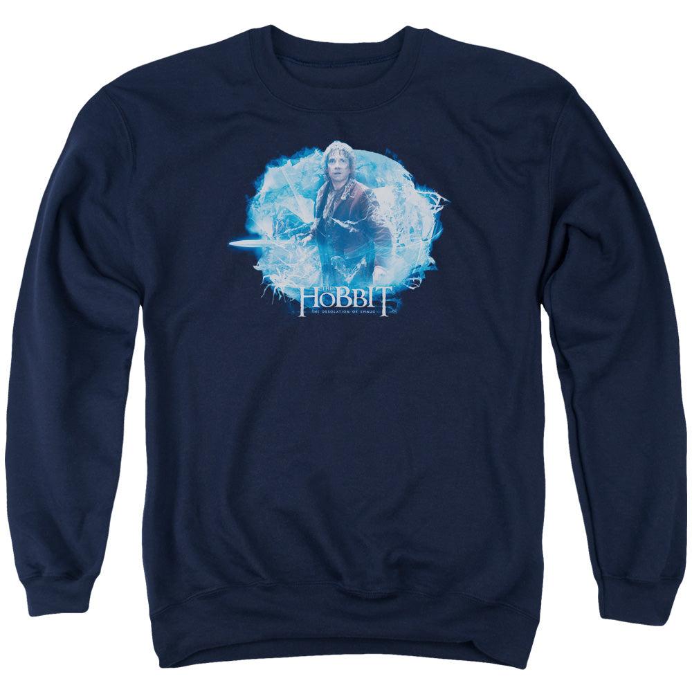 AN OFFCIALLY LICENSED HOBBIT TANGLED WEB ADULT UNISEX CREWNECK SWEATSHIRT NAVY