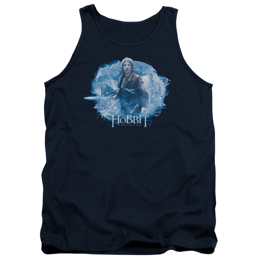 AN OFFCIALLY LICENSED HOBBIT TANGLED WEB ADULT UNISEX TANK TOP NAVY