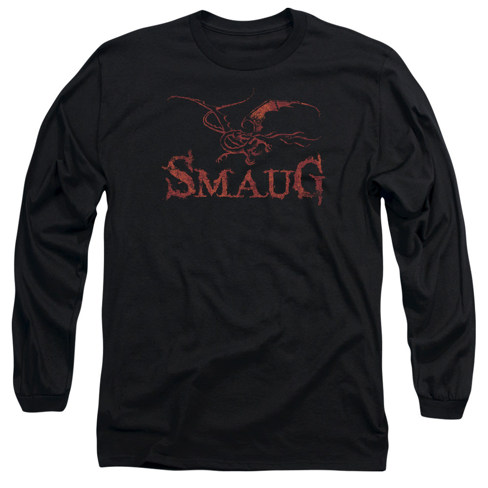 AN OFFCIALLY LICENSED HOBBIT DRAGON MEN'S LONG SLEEVE T-SHIRT BLACK
