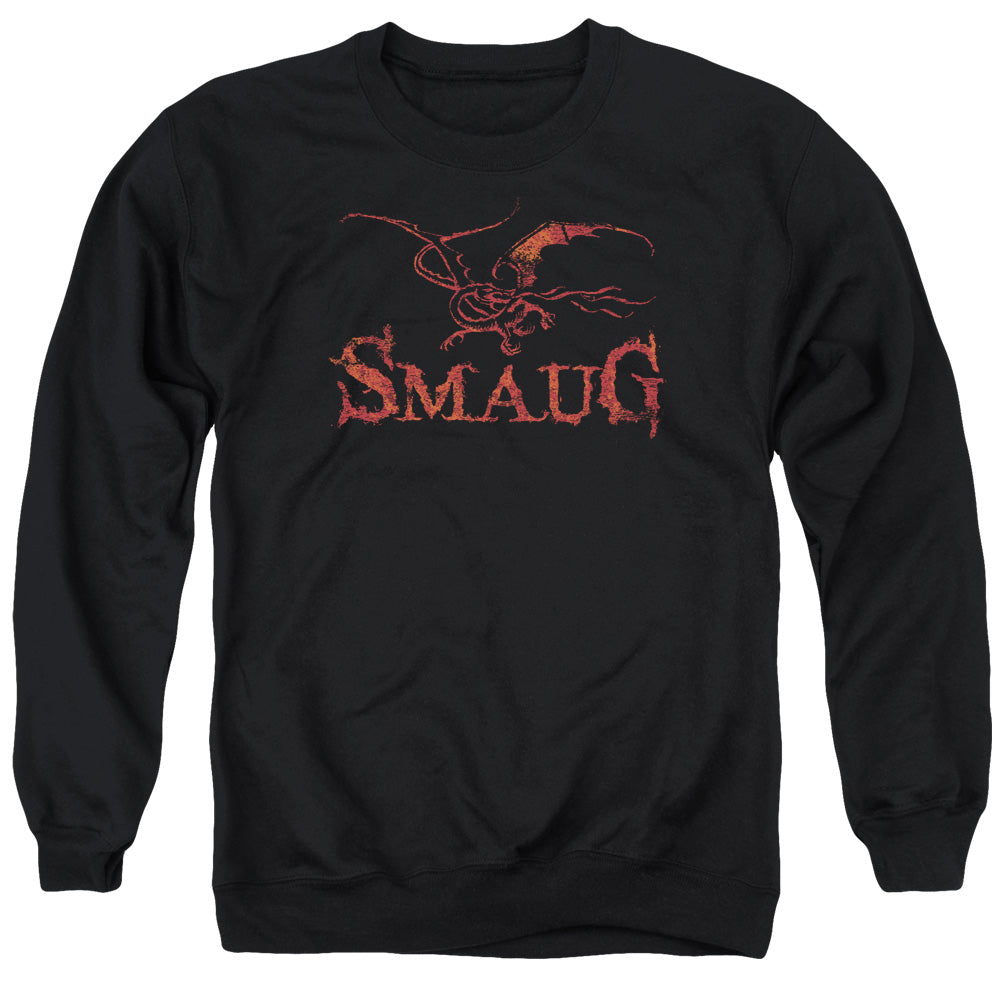 AN OFFCIALLY LICENSED HOBBIT DRAGON ADULT UNISEX CREWNECK SWEATSHIRT BLACK