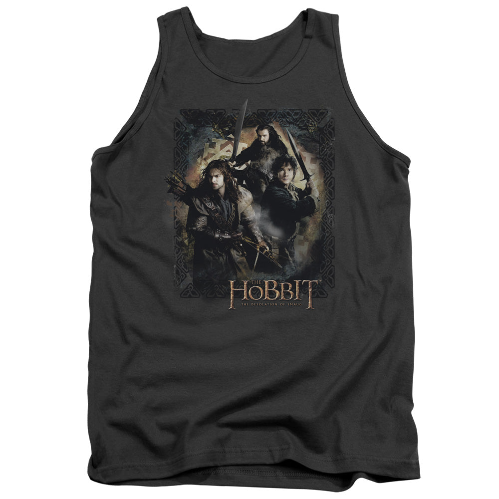 AN OFFCIALLY LICENSED HOBBIT WEAPONS DRAWN ADULT UNISEX TANK TOP CHARCOAL