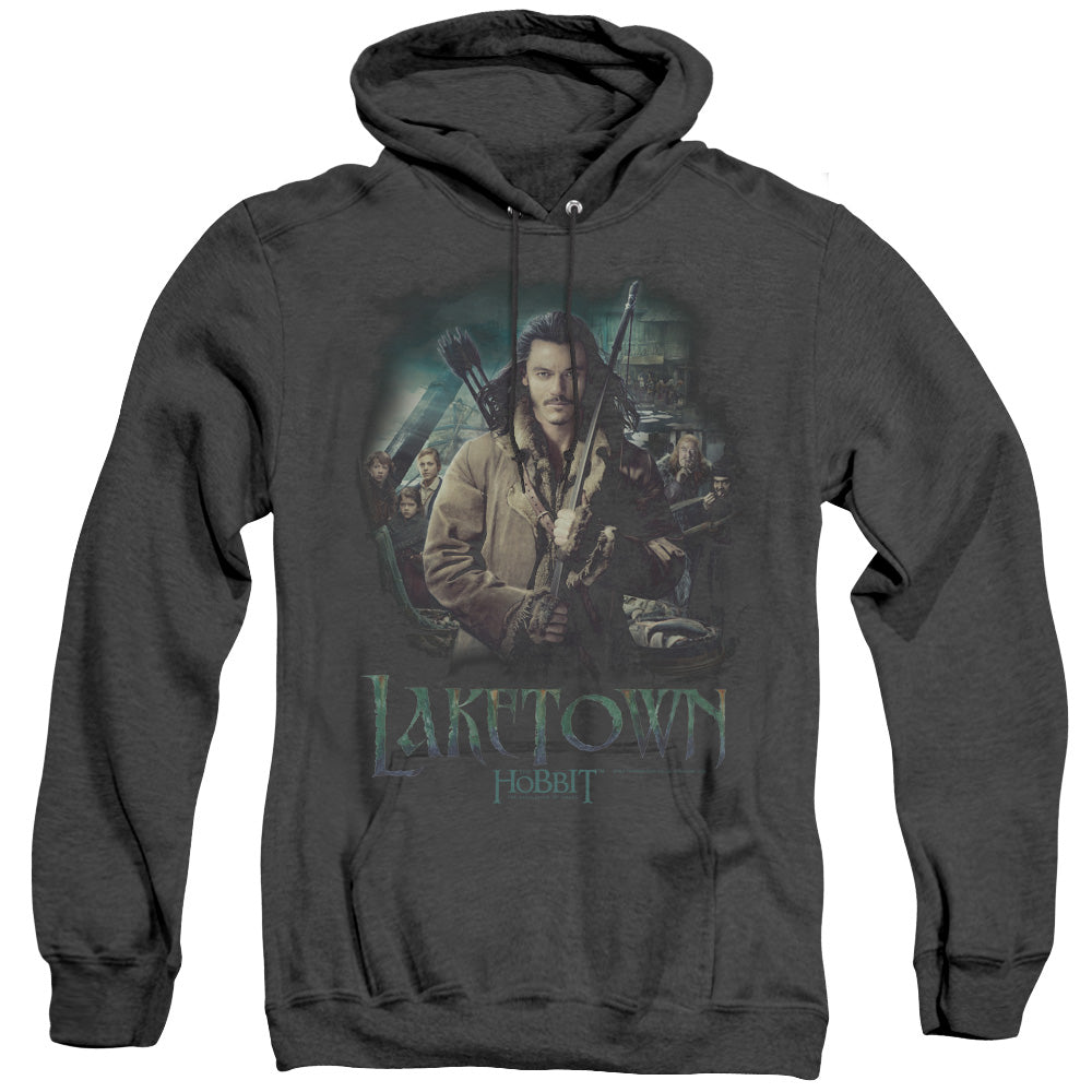 AN OFFCIALLY LICENSED HOBBIT PROTECTOR ADULT UNISEX HEATHER PULLOVER HOODIE BLACK