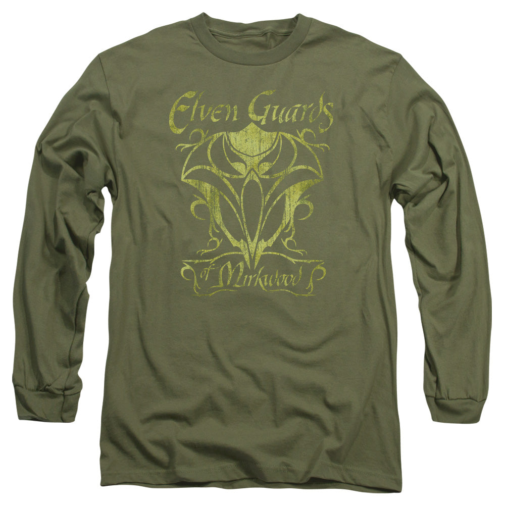 AN OFFCIALLY LICENSED HOBBIT GUARDS OF MIRKWOOD MEN'S LONG SLEEVE T-SHIRT MILITARY GREEN