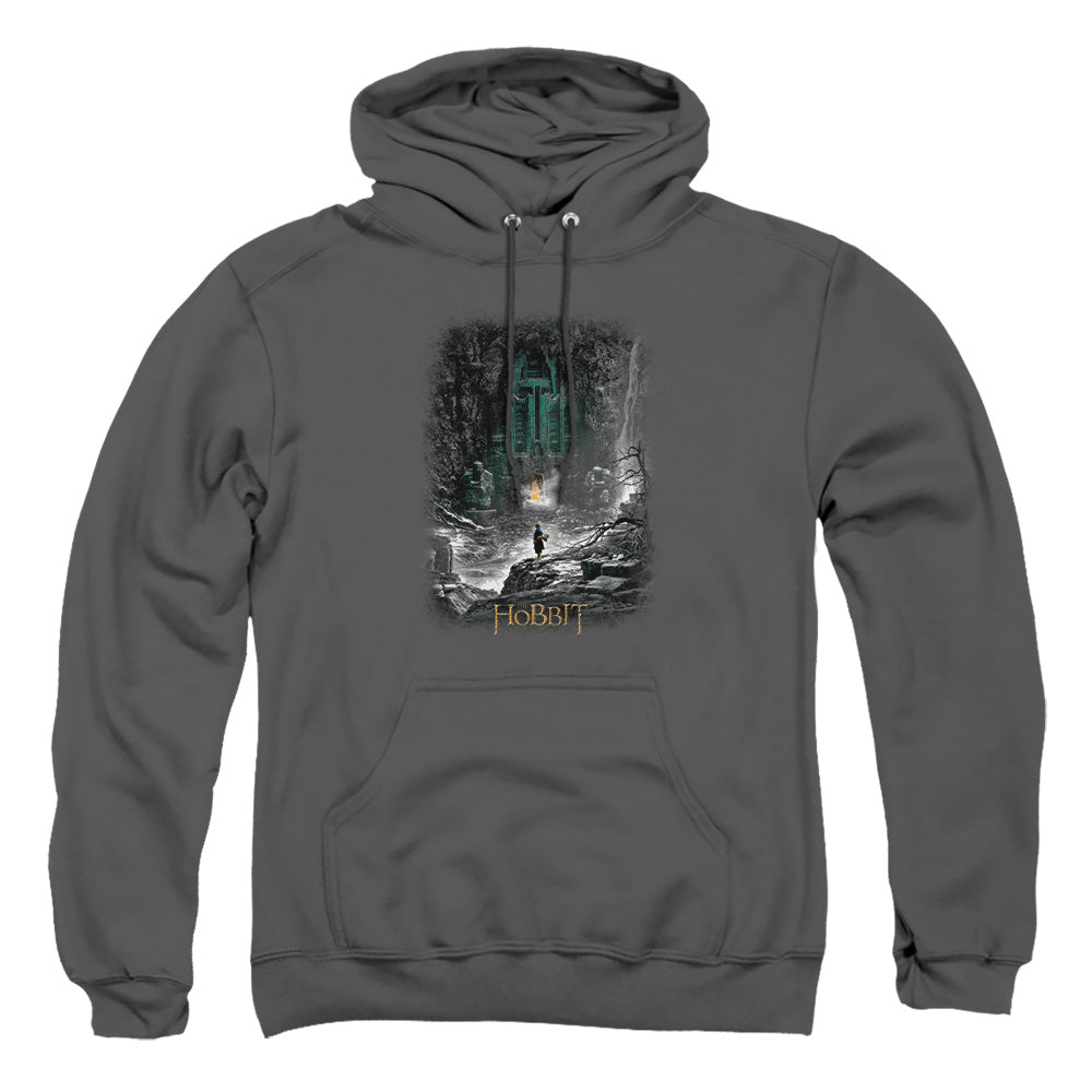 AN OFFCIALLY LICENSED HOBBIT SECOND THOUGHTS ADULT UNISEX PULLOVER HOODIE CHARCOAL