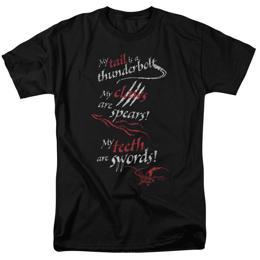 AN OFFCIALLY LICENSED HOBBIT TAIL CLAWS TEETH MEN'S REGULAR FIT T-SHIRT BLACK