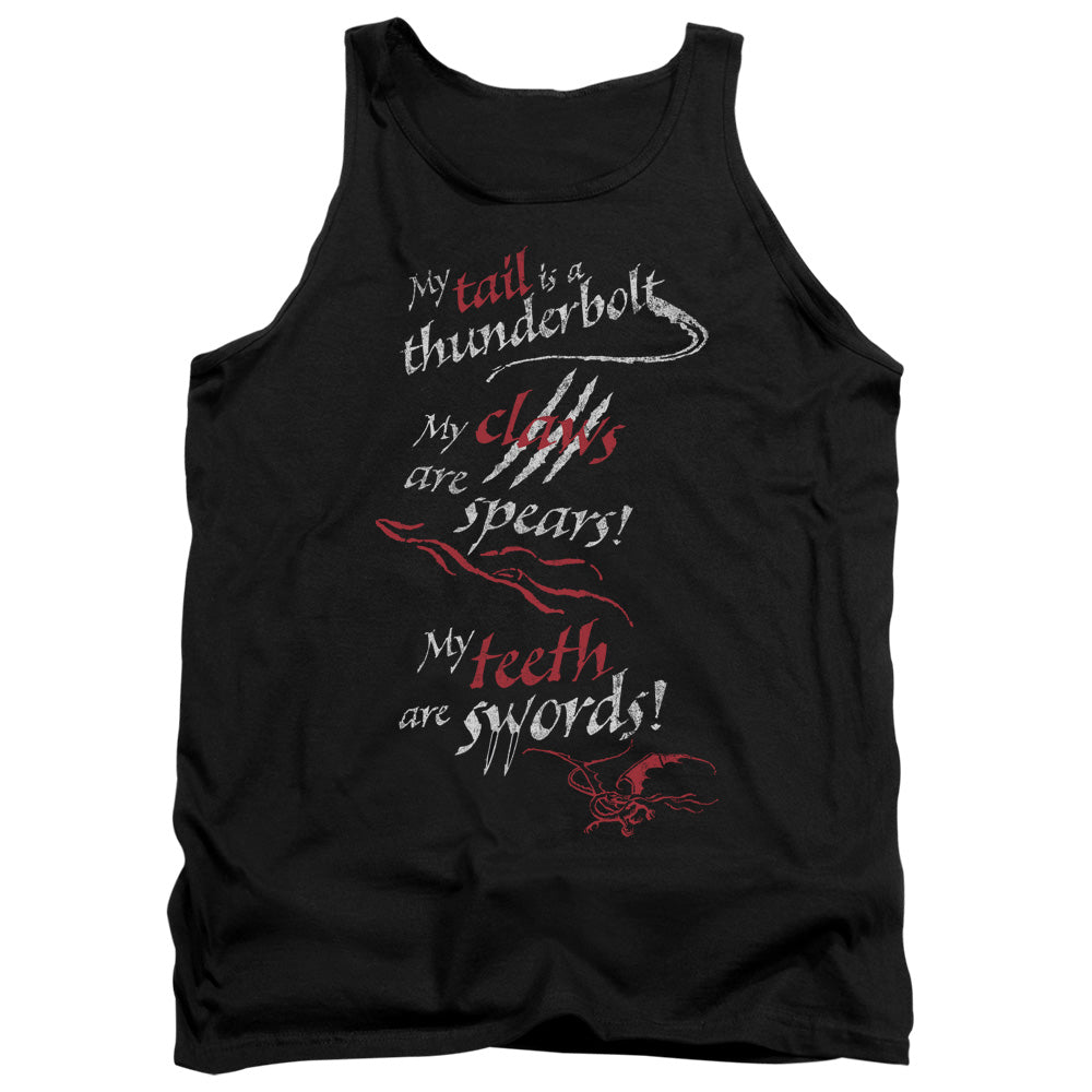 AN OFFCIALLY LICENSED HOBBIT TAIL CLAWS TEETH ADULT UNISEX TANK TOP BLACK