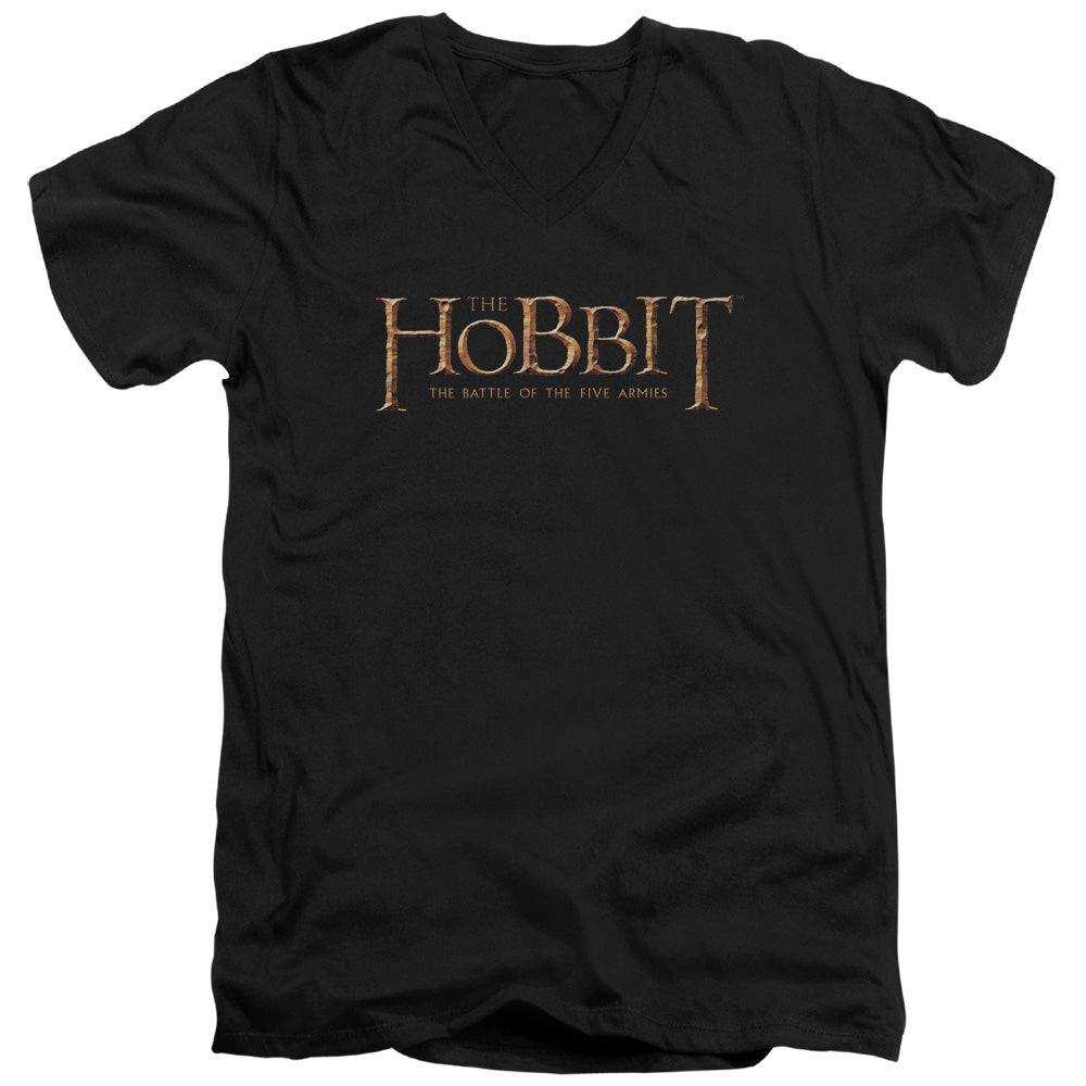 AN OFFCIALLY LICENSED HOBBIT LOGO MEN'S V-NECK T-SHIRT BLACK