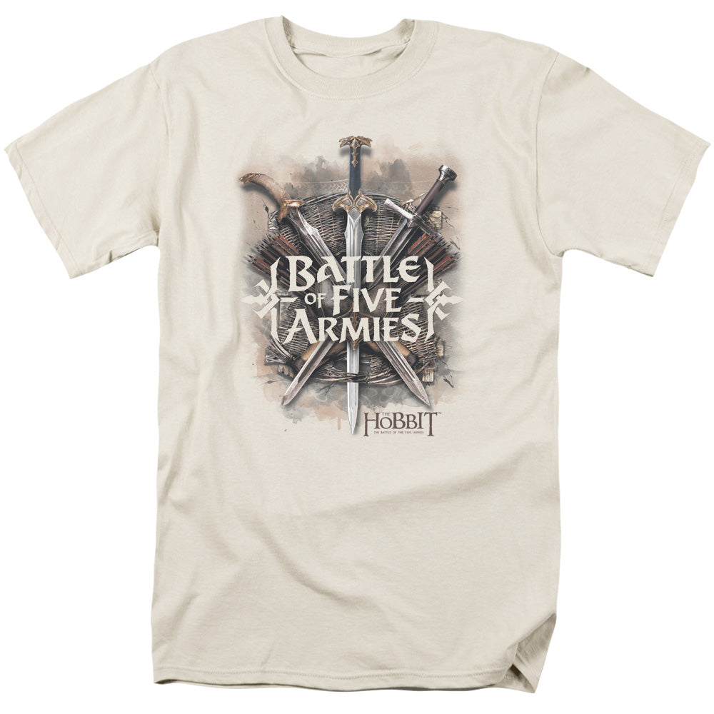 AN OFFCIALLY LICENSED HOBBIT BATTLE OF ARMIES MEN'S REGULAR FIT T-SHIRT CREAM