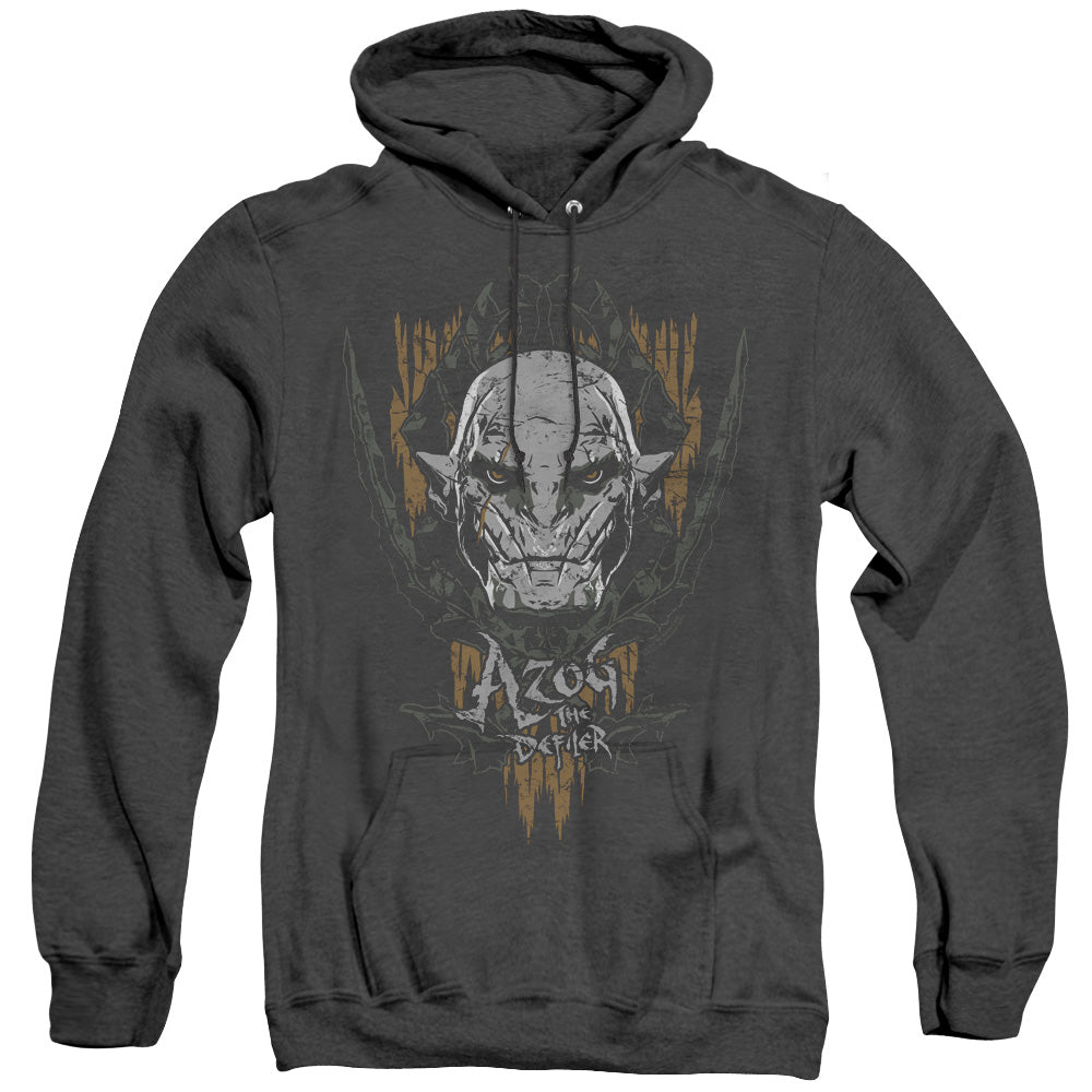 AN OFFCIALLY LICENSED HOBBIT AZOG ADULT UNISEX HEATHER PULLOVER HOODIE BLACK