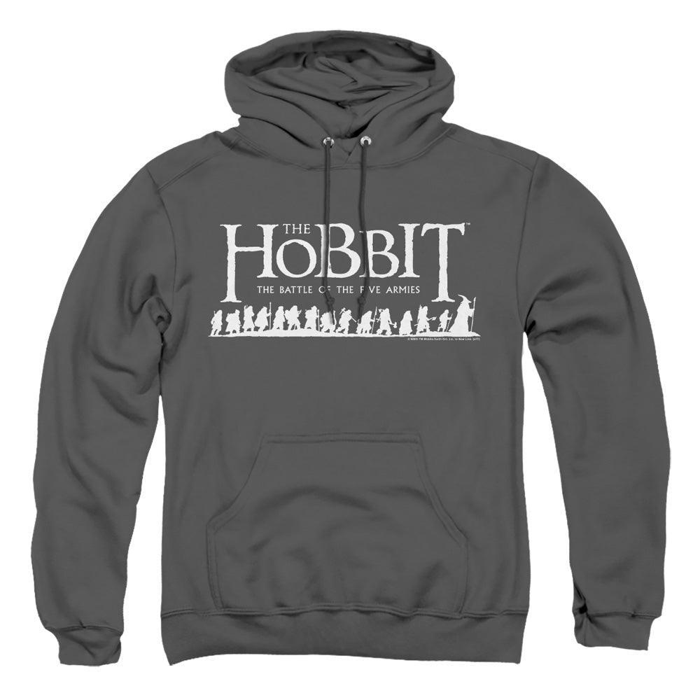 AN OFFCIALLY LICENSED HOBBIT WALKING LOGO ADULT UNISEX PULLOVER HOODIE CHARCOAL