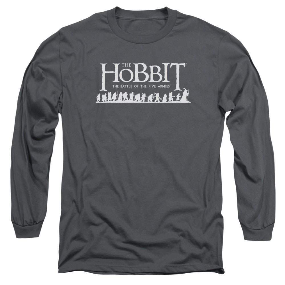 AN OFFCIALLY LICENSED HOBBIT WALKING LOGO MEN'S LONG SLEEVE T-SHIRT CHARCOAL