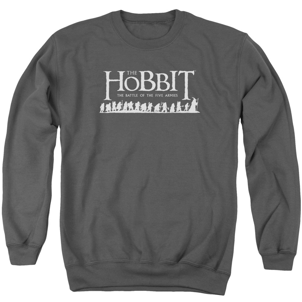 AN OFFCIALLY LICENSED HOBBIT WALKING LOGO ADULT UNISEX CREWNECK SWEATSHIRT CHARCOAL