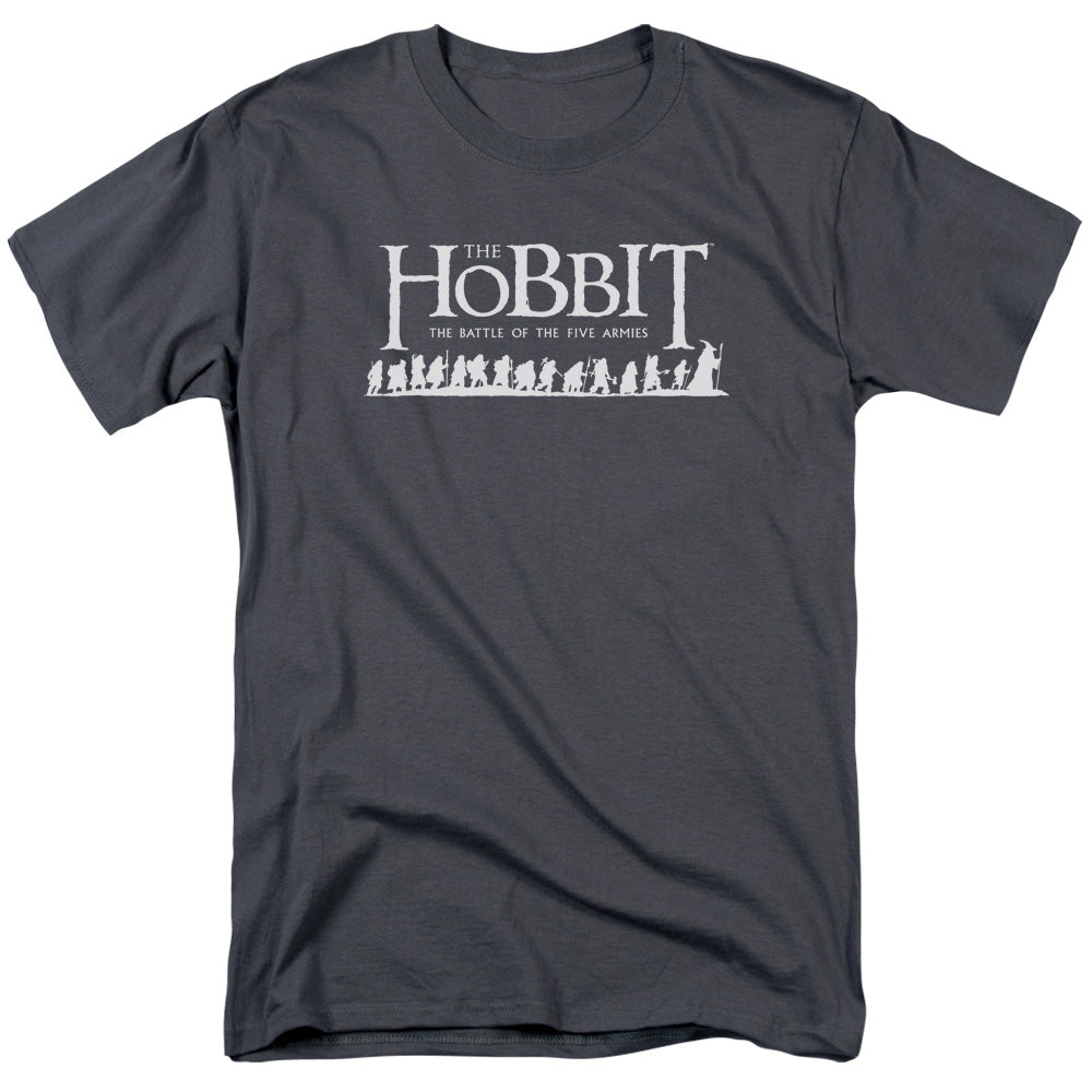AN OFFCIALLY LICENSED HOBBIT WALKING LOGO MEN'S REGULAR FIT T-SHIRT CHARCOAL