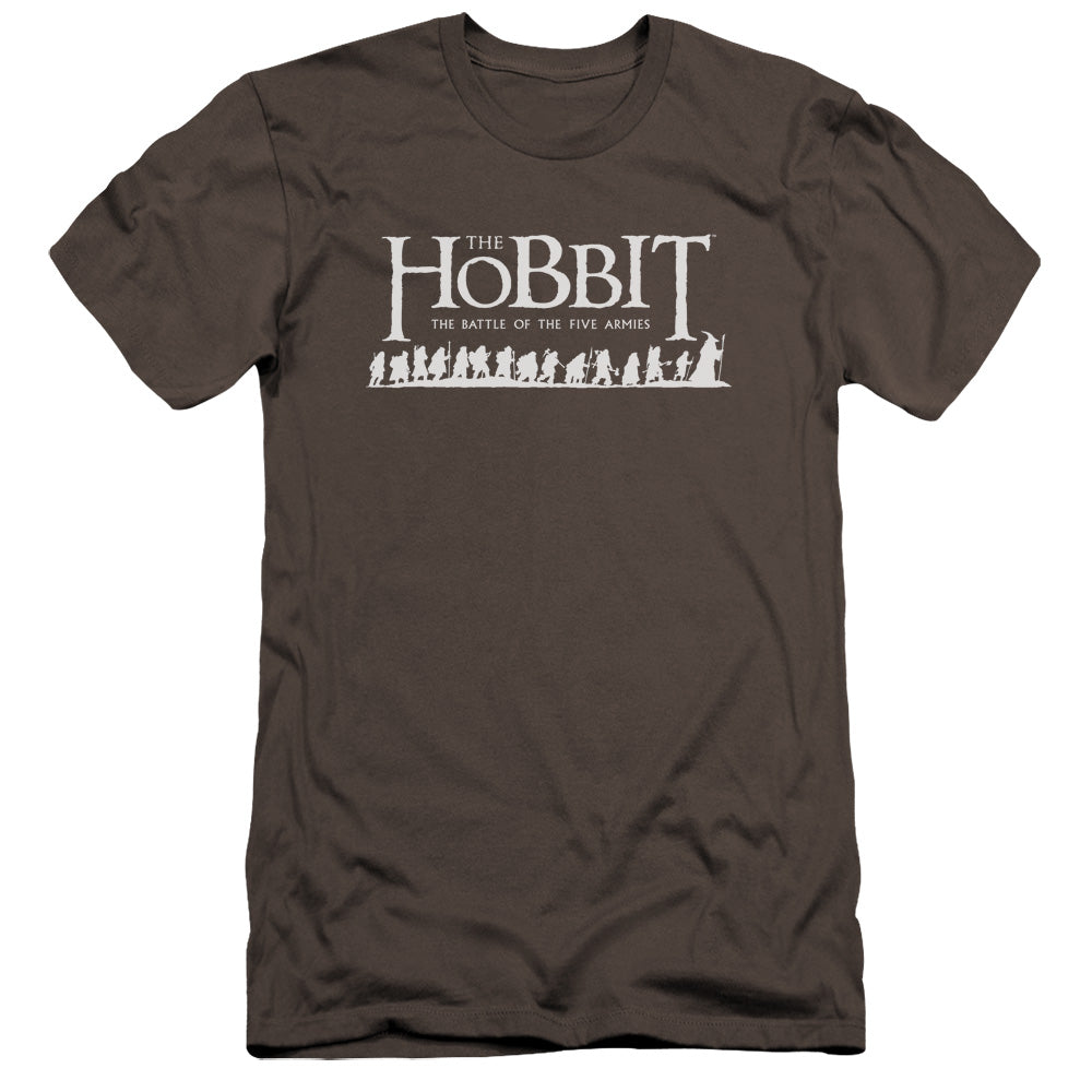 AN OFFCIALLY LICENSED HOBBIT WALKING LOGO MEN'S PREMIUM SLIM FIT T-SHIRT CHARCOAL