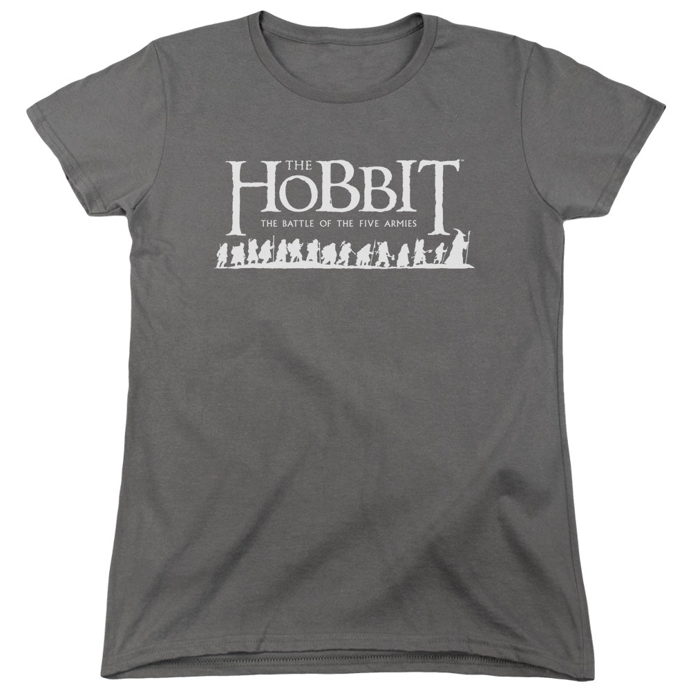 AN OFFCIALLY LICENSED HOBBIT WALKING LOGO WOMEN'S REGULAR FIT T-SHIRT CHARCOAL