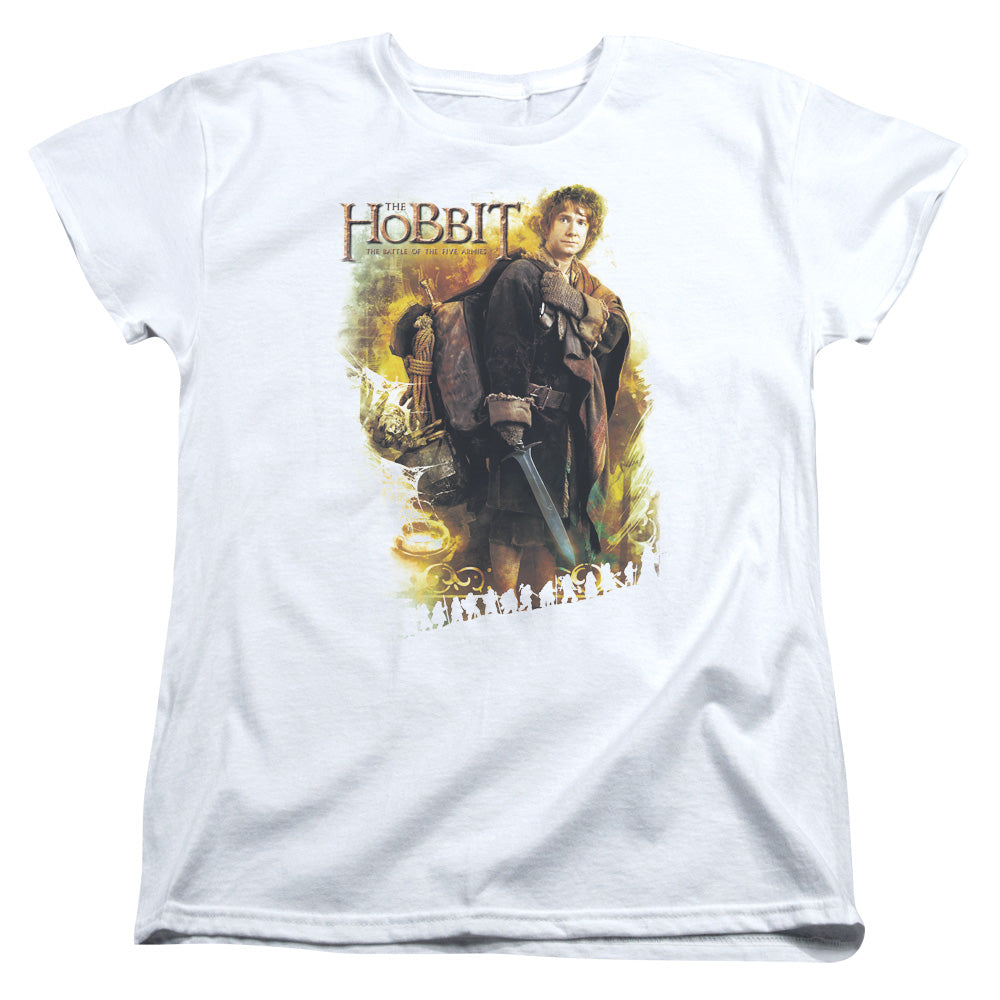AN OFFCIALLY LICENSED HOBBIT BILBO WOMEN'S REGULAR FIT T-SHIRT WHITE