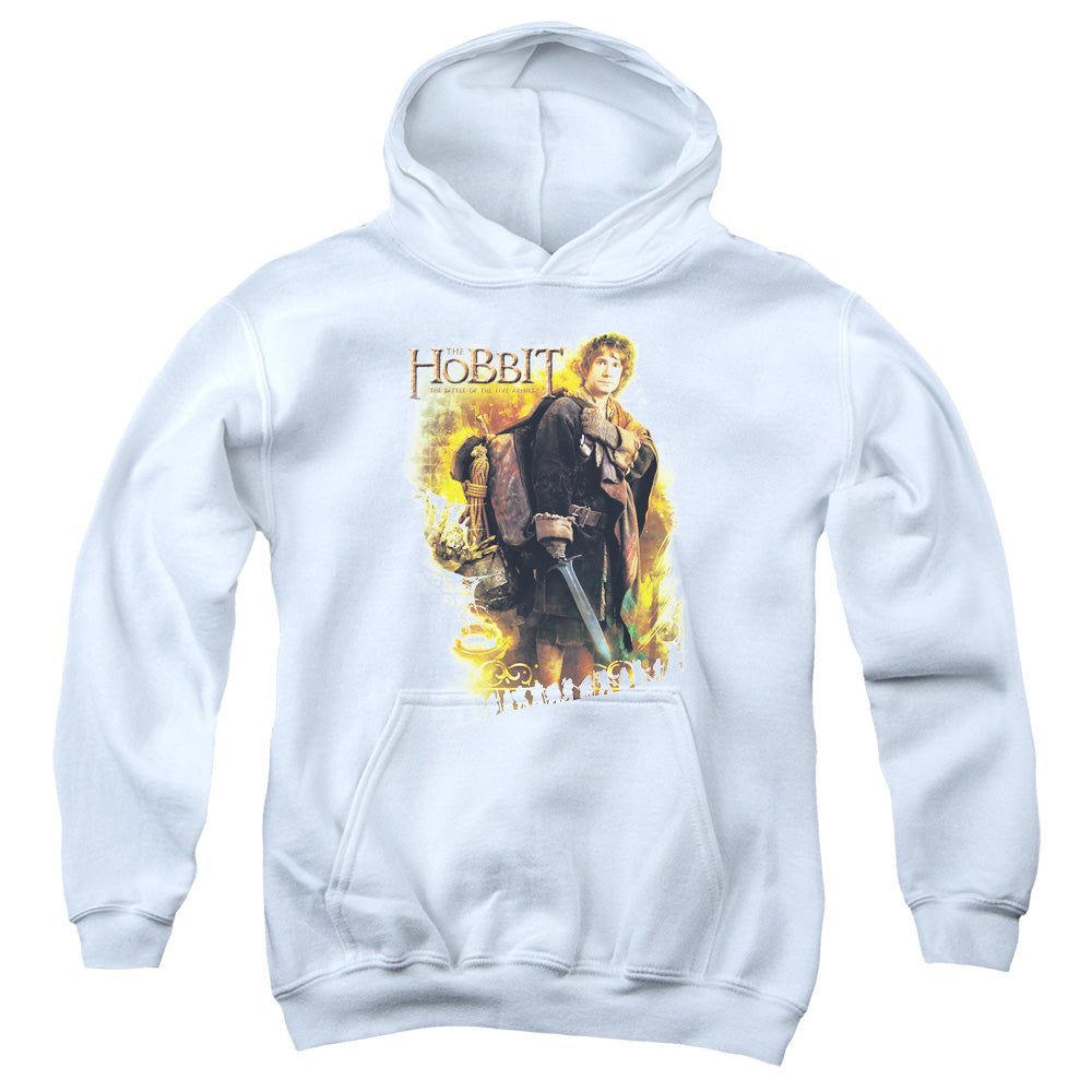 AN OFFCIALLY LICENSED HOBBIT BILBO YOUTH HOODIE WHITE