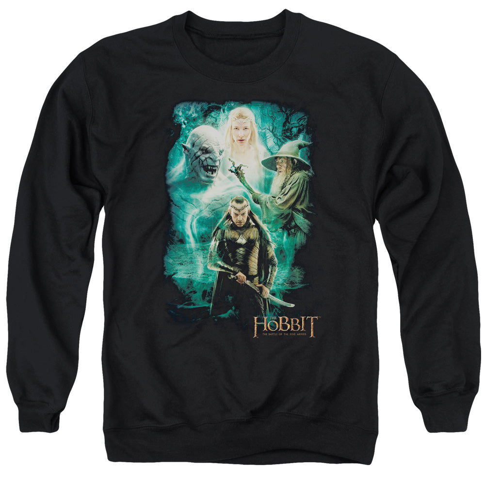 AN OFFCIALLY LICENSED HOBBIT ELRONDS CREW ADULT UNISEX CREWNECK SWEATSHIRT BLACK