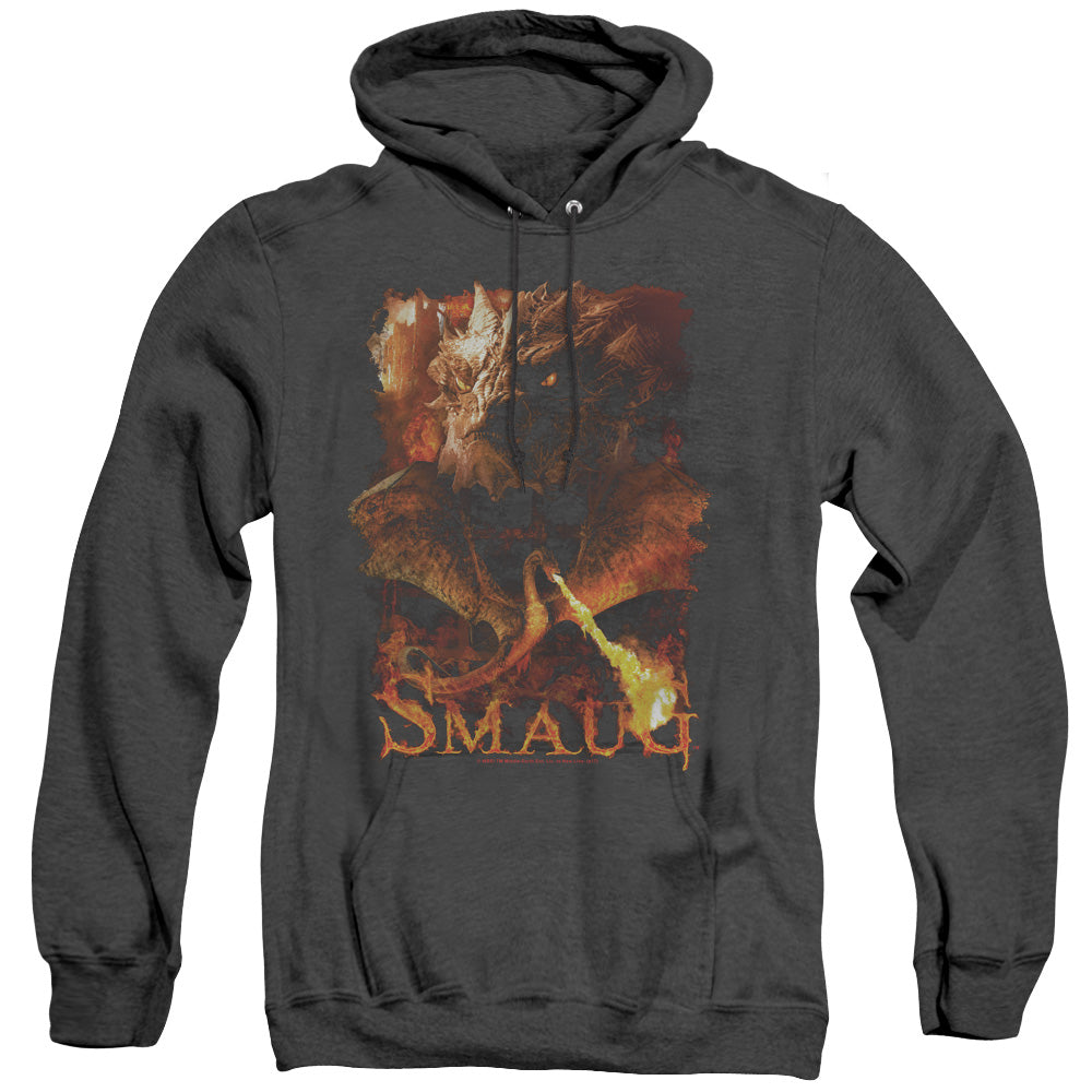 AN OFFCIALLY LICENSED HOBBIT SMOLDER ADULT UNISEX HEATHER PULLOVER HOODIE BLACK
