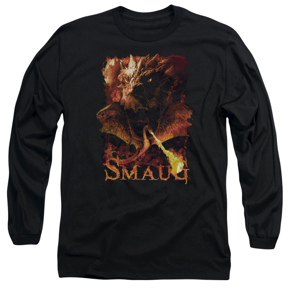 AN OFFCIALLY LICENSED HOBBIT SMOLDER MEN'S LONG SLEEVE T-SHIRT BLACK