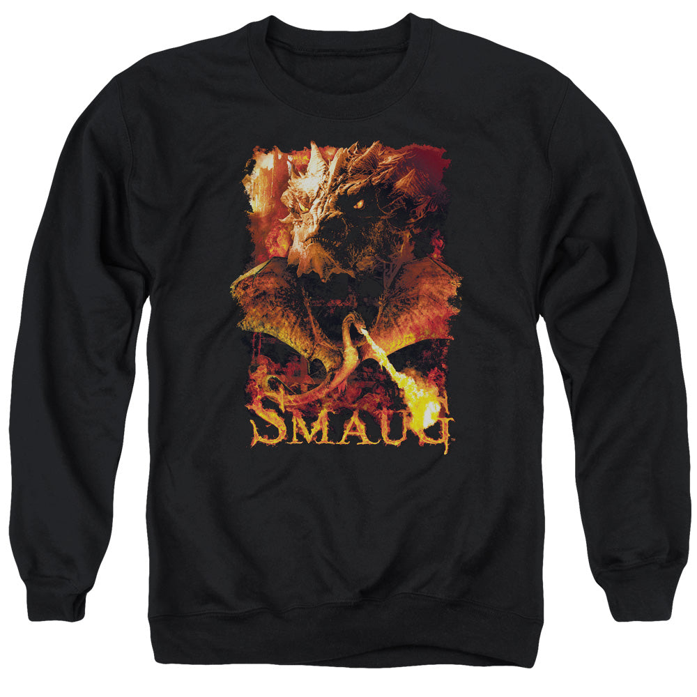 AN OFFCIALLY LICENSED HOBBIT SMOLDER ADULT UNISEX CREWNECK SWEATSHIRT BLACK