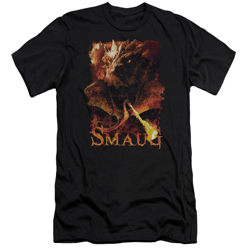 AN OFFCIALLY LICENSED HOBBIT SMOLDER MEN'S PREMIUM SLIM FIT T-SHIRT BLACK
