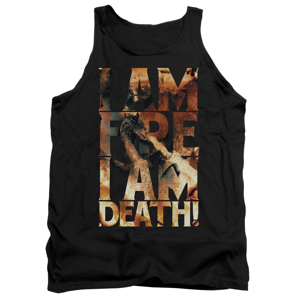 AN OFFCIALLY LICENSED HOBBIT I AM FIRE ADULT UNISEX TANK TOP BLACK