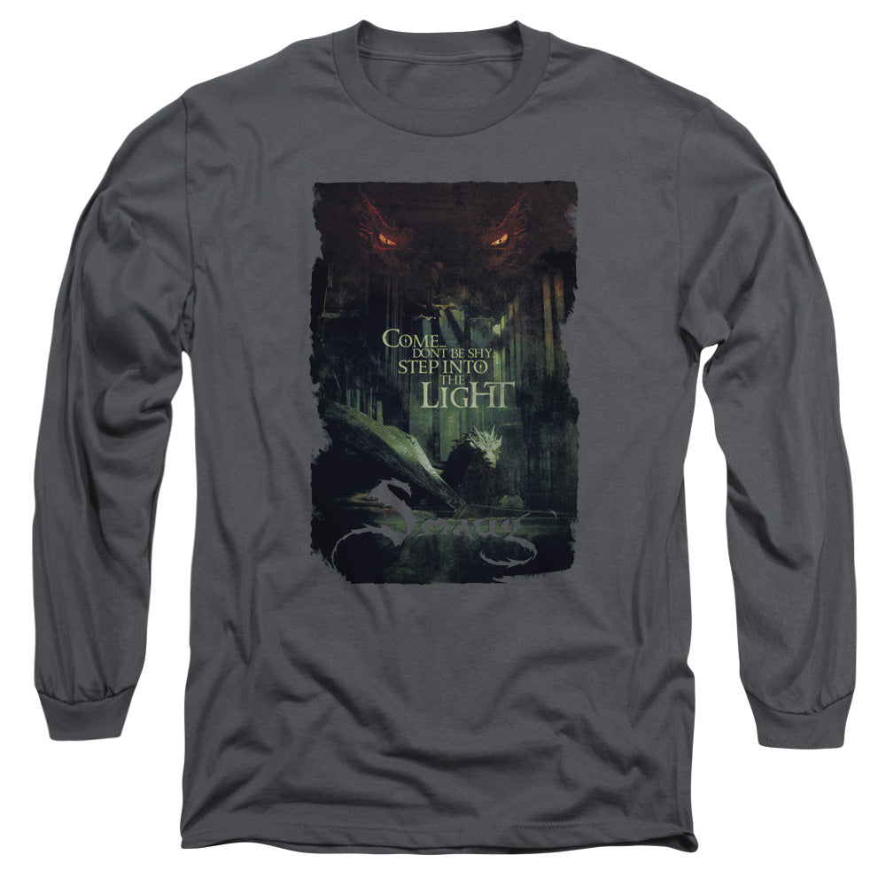 AN OFFCIALLY LICENSED HOBBIT TAUNT MEN'S LONG SLEEVE T-SHIRT CHARCOAL