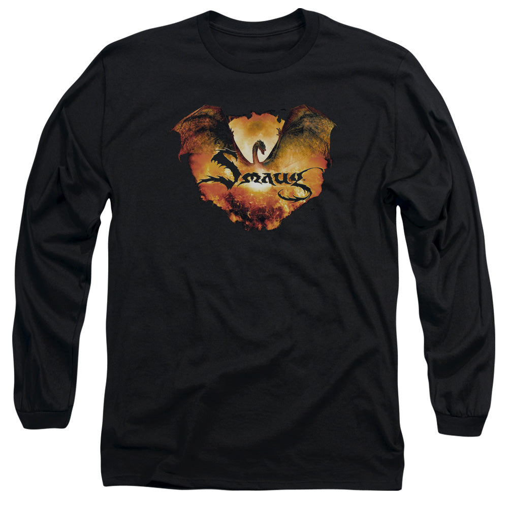 AN OFFCIALLY LICENSED HOBBIT REIGN IN FLAME MEN'S LONG SLEEVE T-SHIRT BLACK