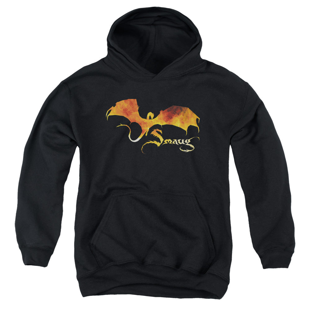 AN OFFCIALLY LICENSED HOBBIT SMAUG ON FIRE YOUTH HOODIE BLACK