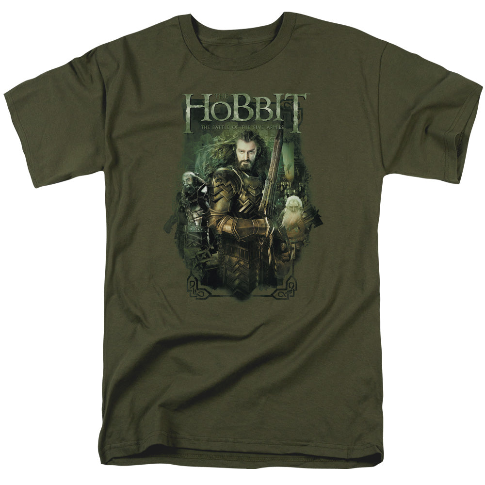 AN OFFCIALLY LICENSED HOBBIT THORIN AND COMPANY MEN'S REGULAR FIT T-SHIRT MILITARY GREEN
