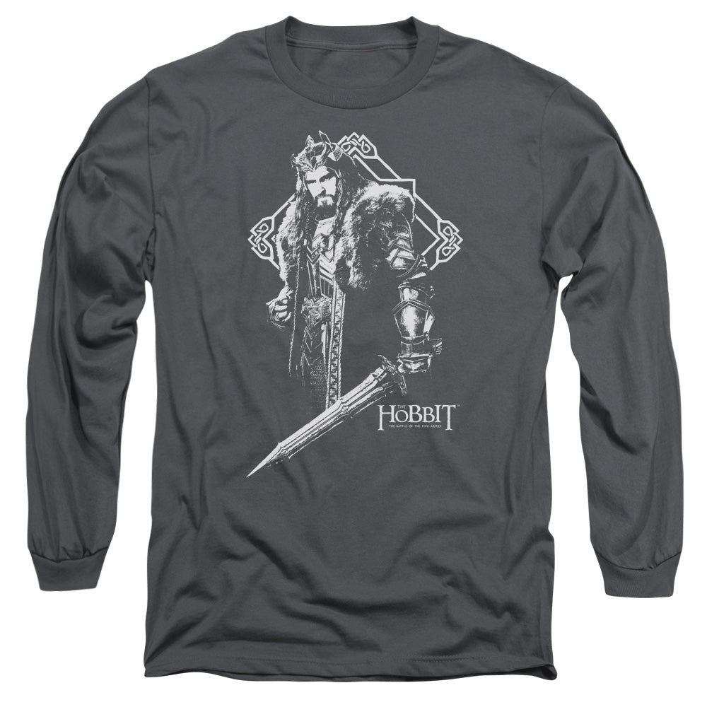 AN OFFCIALLY LICENSED HOBBIT KING THORIN MEN'S LONG SLEEVE T-SHIRT CHARCOAL