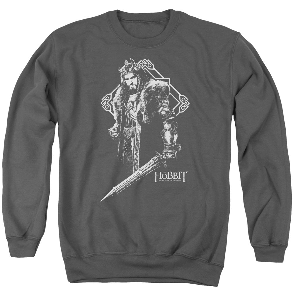 AN OFFCIALLY LICENSED HOBBIT KING THORIN ADULT UNISEX CREWNECK SWEATSHIRT CHARCOAL