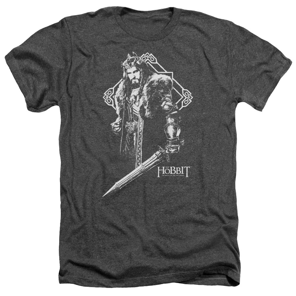 AN OFFCIALLY LICENSED HOBBIT KING THORIN MEN'S HEATHER T-SHIRT CHARCOAL