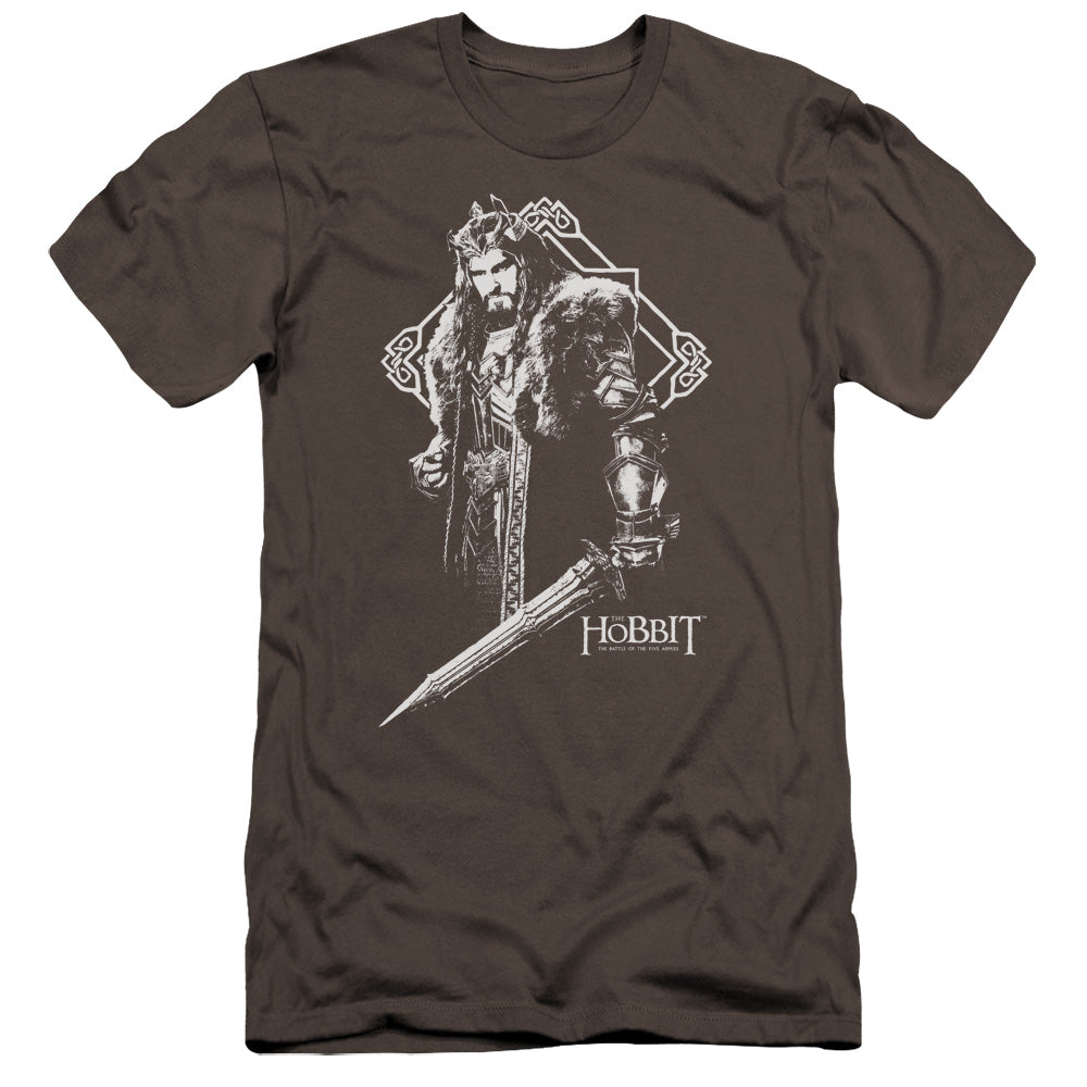AN OFFCIALLY LICENSED HOBBIT KING THORIN MEN'S PREMIUM SLIM FIT T-SHIRT CHARCOAL