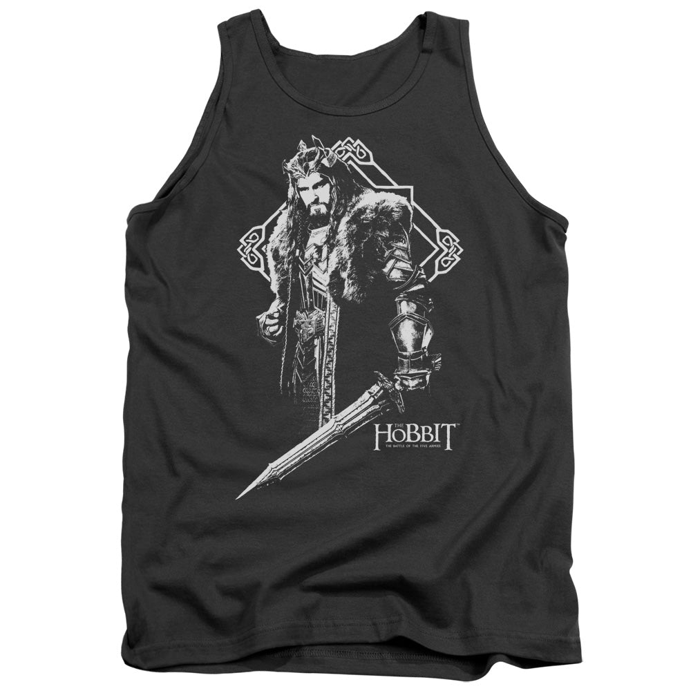 AN OFFCIALLY LICENSED HOBBIT KING THORIN ADULT UNISEX TANK TOP CHARCOAL